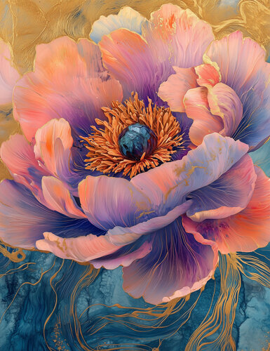 Radiant Crown - Limited Edition Giclée Print with Hand-Embellished Gold Accents par Rita Bohoslavska, Édition en vente sur Singulart