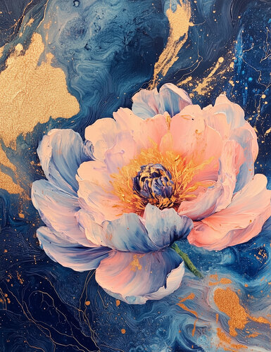 Midnight Blossom - Limited Edition Giclée Print with Hand-Embellished Gold Accents par Rita Bohoslavska, Édition en vente sur Singulart