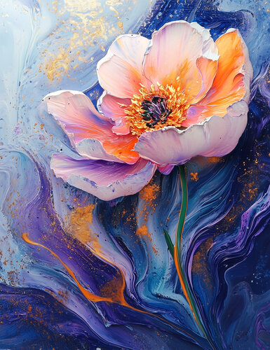 Petal Horizon - Limited Edition Giclée Print with Hand-Embellished Gold Accents par Rita Bohoslavska, Édition en vente sur Singulart