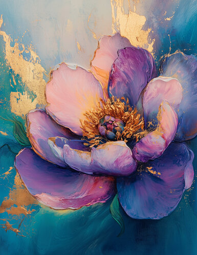 Twilight Bloom - Limited Edition Giclée Print with Hand-Embellished Gold Accents de Rita Bohoslavska, Impresión a la venta en Singulart