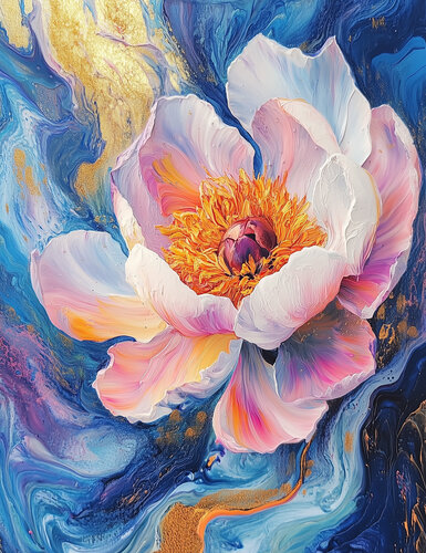 Sunwake Bloom - Limited Edition Giclée Print with Hand-Embellished Gold Accents de Rita Bohoslavska, Impresión a la venta en Singulart