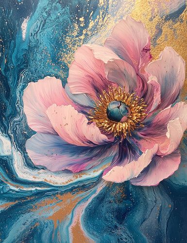 Bloomrise - Limited Edition Giclée Print with Hand-Embellished Gold Accents par Rita Bohoslavska, Édition en vente sur Singulart