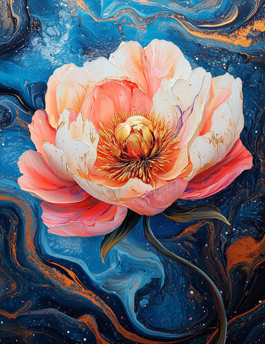 Flare Blossom - Limited Edition Giclée Print with Hand-Embellished Gold Accents de Rita Bohoslavska, Impresión a la venta en Singulart