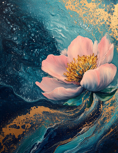 Duskwind Bloom - Limited Edition Giclée Print with Hand-Embellished Gold Accents de Rita Bohoslavska, Impresión a la venta en Singulart