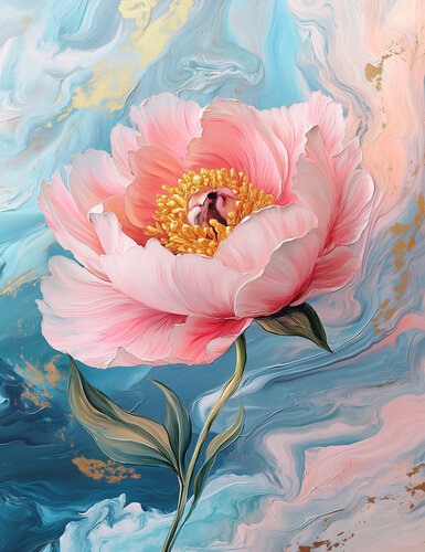 Petal Sky - Limited Edition Giclée Print with Hand-Embellished Gold Accents par Rita Bohoslavska, Édition en vente sur Singulart