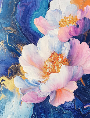 Pastel Rise - Limited Edition Giclée Print with Hand-Embellished Gold Accents de Rita Bohoslavska, Impresión a la venta en Singulart