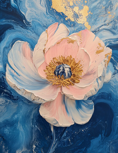 Blush Eclipse - Limited Edition Giclée Print with Hand-Embellished Gold Accents de Rita Bohoslavska, Impresión a la venta en Singulart