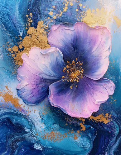 Cerulean Veil - Limited Edition Giclée Print with Hand-Embellished Gold Accents by Rita Bohoslavska, Print for Sale on Singulart