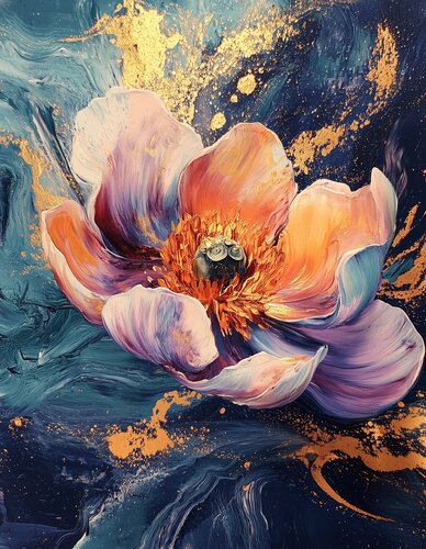 Auric Bloom - Limited Edition Giclée Print with Hand-Embellished Gold Accents by Rita Bohoslavska, Print for Sale on Singulart