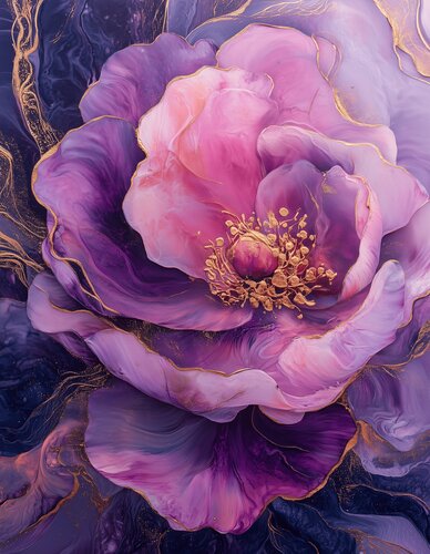 Bloom Beyond Time - Limited Edition Giclée Print with Hand-Embellished Gold Accents van Rita Bohoslavska, Afdruk te koop op Singulart