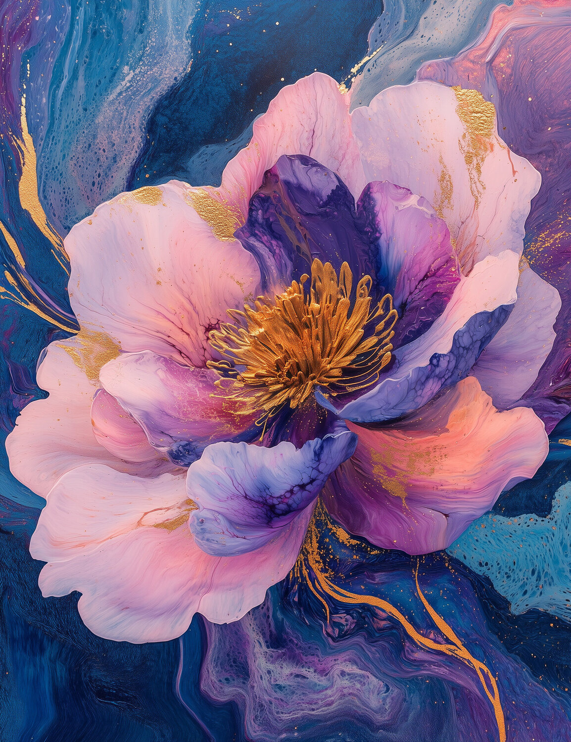 Cosmic Bloom - Unique Fine Art Giclée Rita Bohoslavska Digitaal te koop