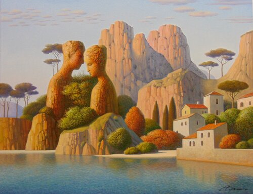 Old Village by the Sea, 20"x26" by Evgeni Gordiets, Painting for Sale on Singulart