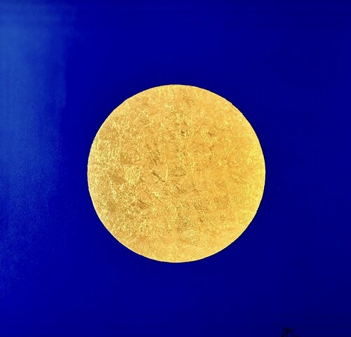 Goldene Mitte Blau van Tatjana Grace, Schilderij te koop op Singulart