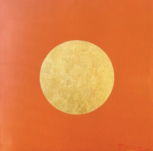 Titel „Goldene Mitte Orange“ van Tatjana Grace, Schilderij te koop op Singulart