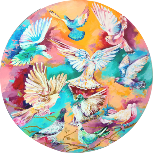 Magic Doves van Halima Alasgarova, Schilderij te koop op Singulart