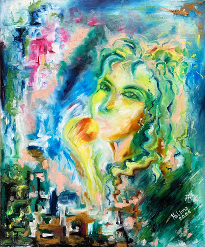 Girl with orange van Halima Alasgarova, Schilderij te koop op Singulart