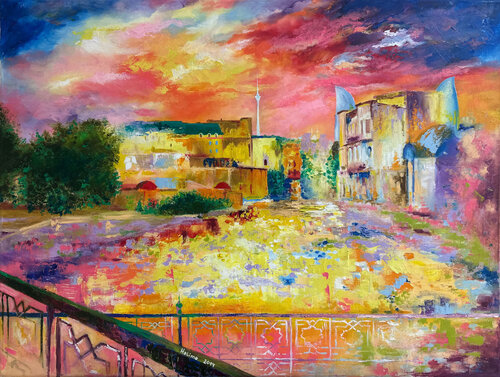 Old city. Baku. Azerbaijan van Halima Alasgarova, Schilderij te koop op Singulart