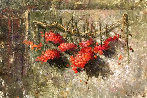 Scarlet Clusters of Rowan di Helen Illichova, Pittura in vendita su Singulart