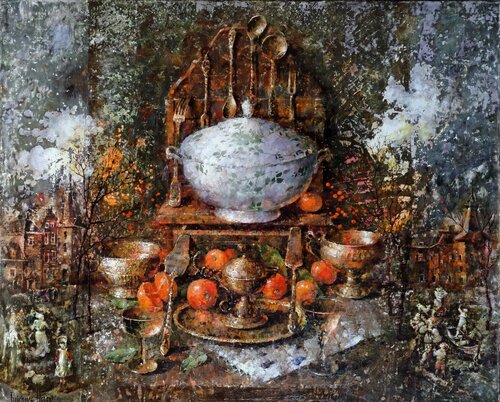 Tangerine Christmas by Helen Illichova, 회화 for Sale on Singulart