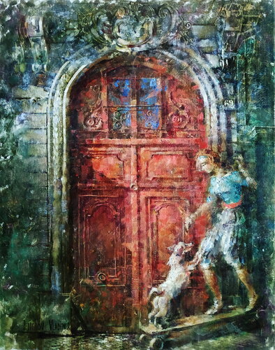 The Lady with the Dog van Helen Illichova, Schilderij te koop op Singulart