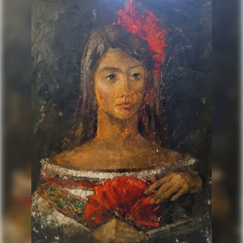 Girl with a Red Bow von Helen Illichova, Malerei kaufen auf Singulart