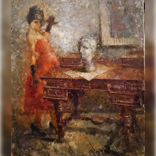 The Scarlet Dress de Helen Illichova, Pintura a la venta en Singulart