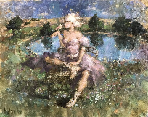 Walk by the Lake von Helen Illichova, Malerei kaufen auf Singulart