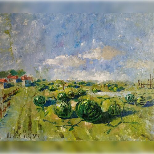 Melon Field in the Morning von Helen Illichova, Malerei kaufen auf Singulart