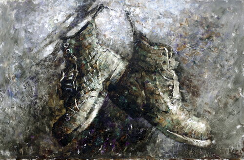 Checked Boots by Helen Illichova, Painting for Sale on Singulart