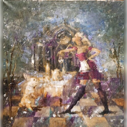 Tea Party with a Rabbit van Helen Illichova, Schilderij te koop op Singulart