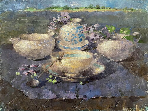 Lilac Evening by Helen Illichova, Painting for Sale on Singulart