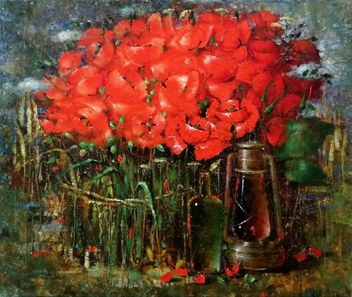 Sheaf of Scarlet Poppies von Helen Illichova, Malerei kaufen auf Singulart
