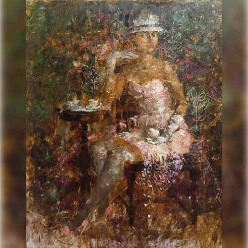 Two Cups of Coffee di Helen Illichova, Pittura in vendita su Singulart
