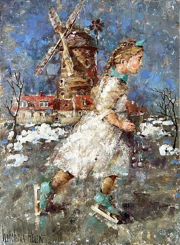 Running Away from Winter di Helen Illichova, Pittura in vendita su Singulart