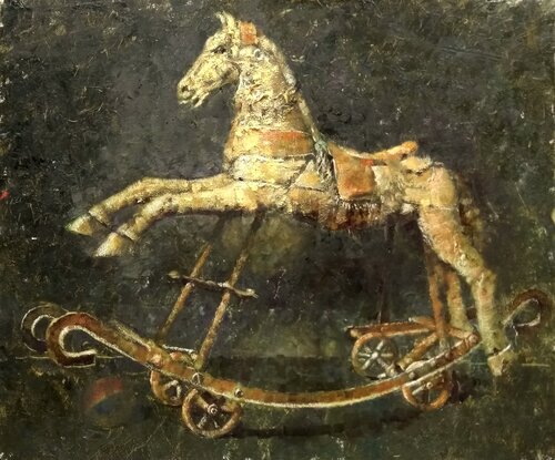 The Golden Little Horse par Helen Illichova, Peinture en vente sur Singulart