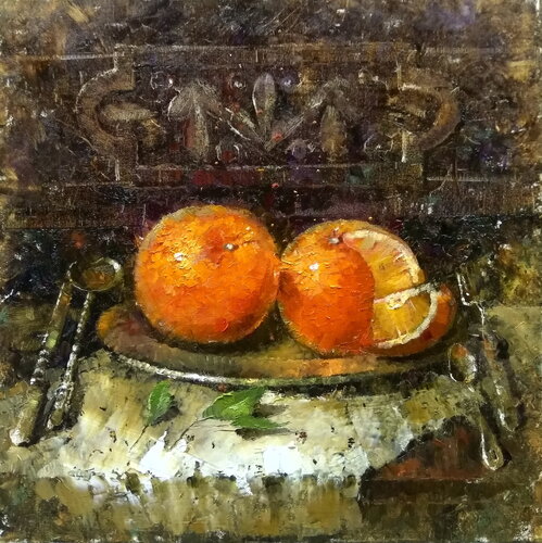 Two January Oranges by Helen Illichova, Painting for Sale on Singulart