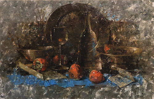 Five Persimmons par Helen Illichova, Peinture en vente sur Singulart