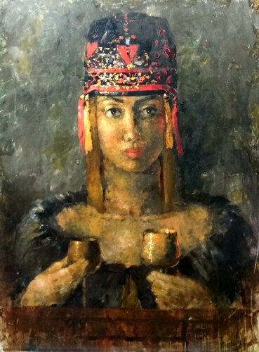 Choosing a Glass van Helen Illichova, Schilderij te koop op Singulart