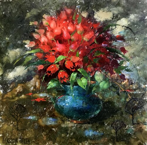 Mountain Red Tulips di Helen Illichova, Pittura in vendita su Singulart
