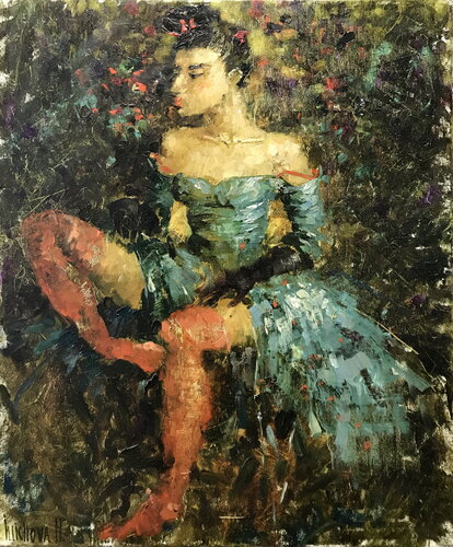 Emerald Dress by Helen Illichova, Painting for Sale on Singulart