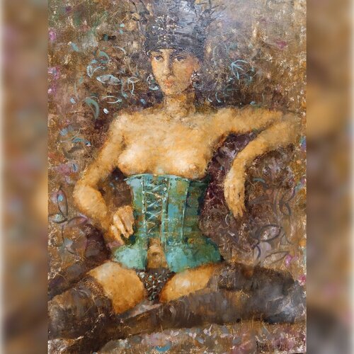 Emerald Corset by Helen Illichova, 회화 for Sale on Singulart