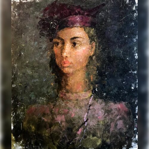 Lilac Hat van Helen Illichova, Schilderij te koop op Singulart
