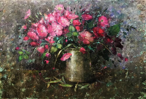Pink Rosehip by Helen Illichova, 회화 for Sale on Singulart