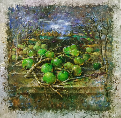 Intertwined Apple Tree Branches par Helen Illichova, Peinture en vente sur Singulart