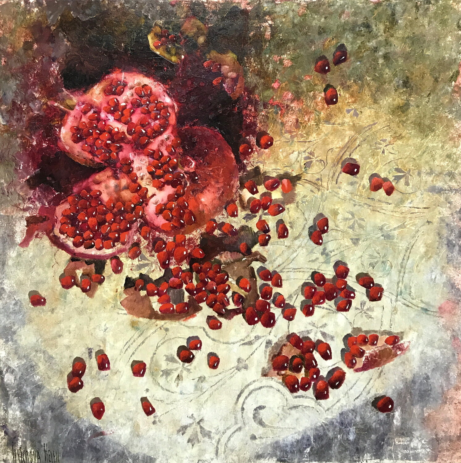 Broken Pomegranate Fruit Helen Illichova
