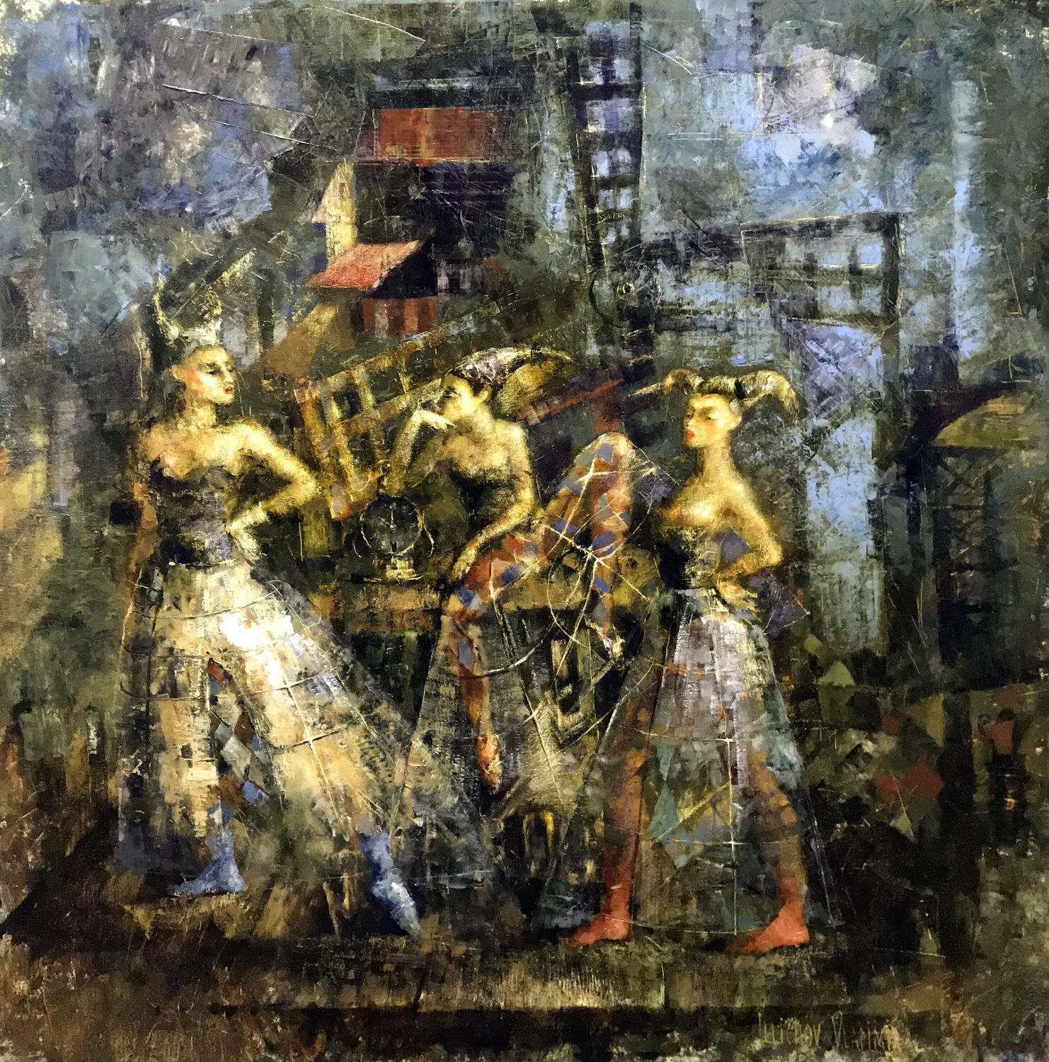 Ghosts of the Moulin Rouge Helen Illichova Originalgemälde zu verkaufen