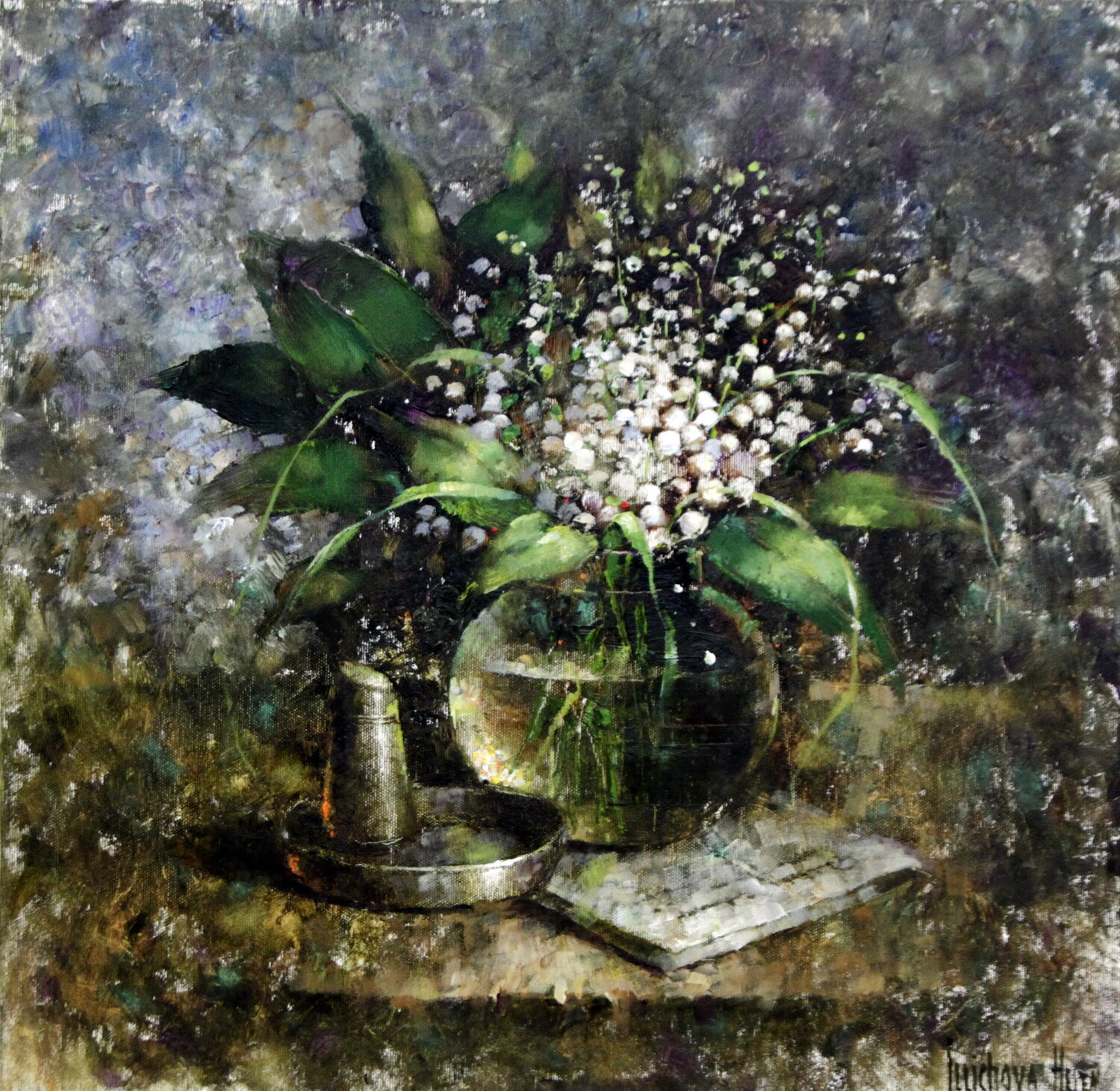 Forest Lily of the Valley Helen Illichova Originalgemälde zu verkaufen