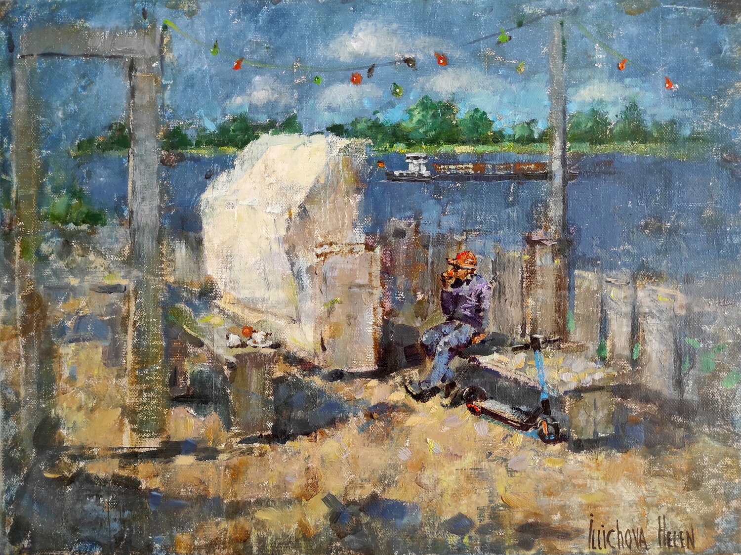 Picnic Helen Illichova Originalgemälde zu verkaufen
