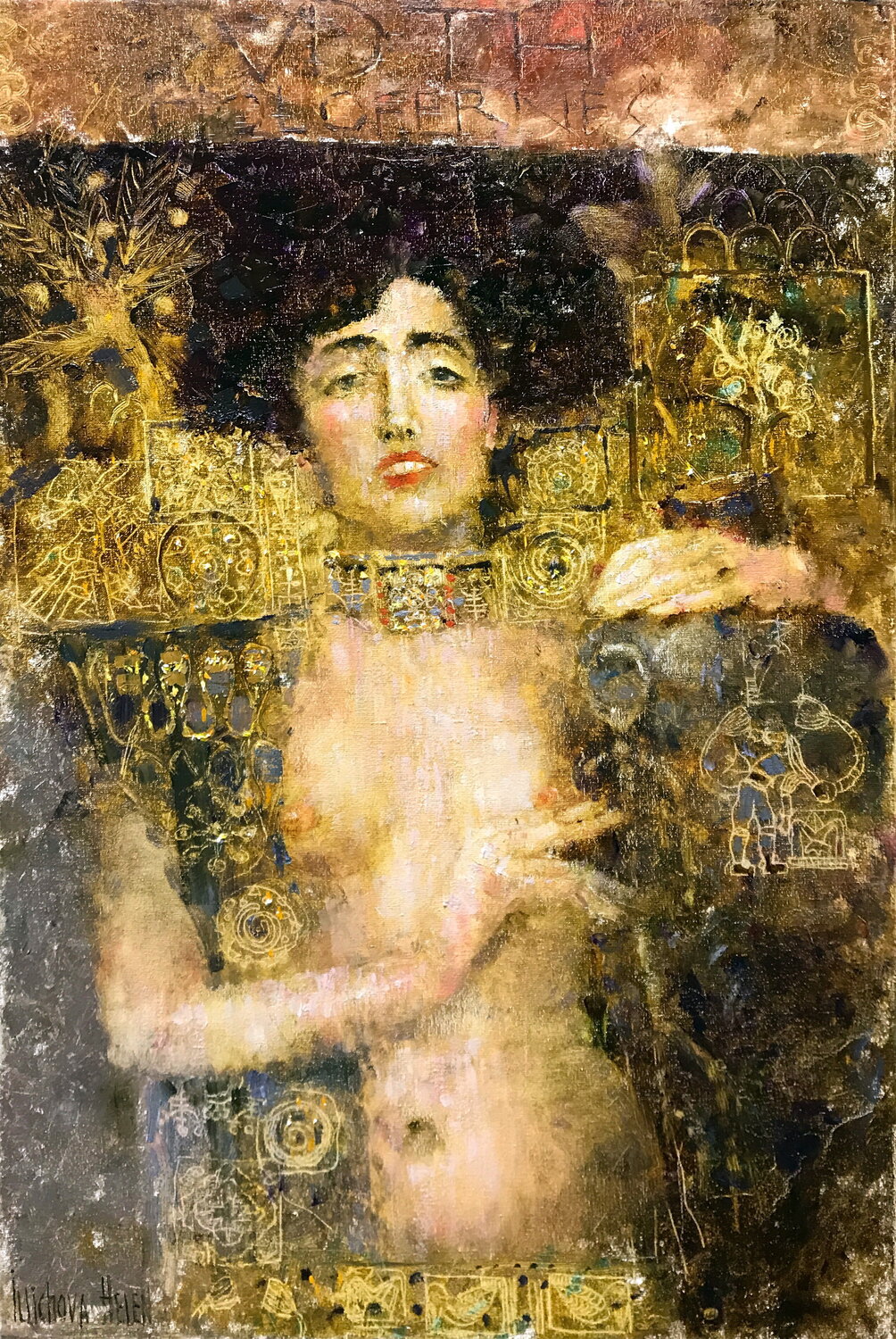 Klimt’s Golden Ornaments Helen Illichova Peinture originale à vendre