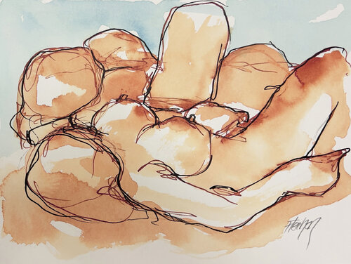 I touch myself thinking about you while he sleeps van Stewart Fletcher, Werk op papier te koop op Singulart